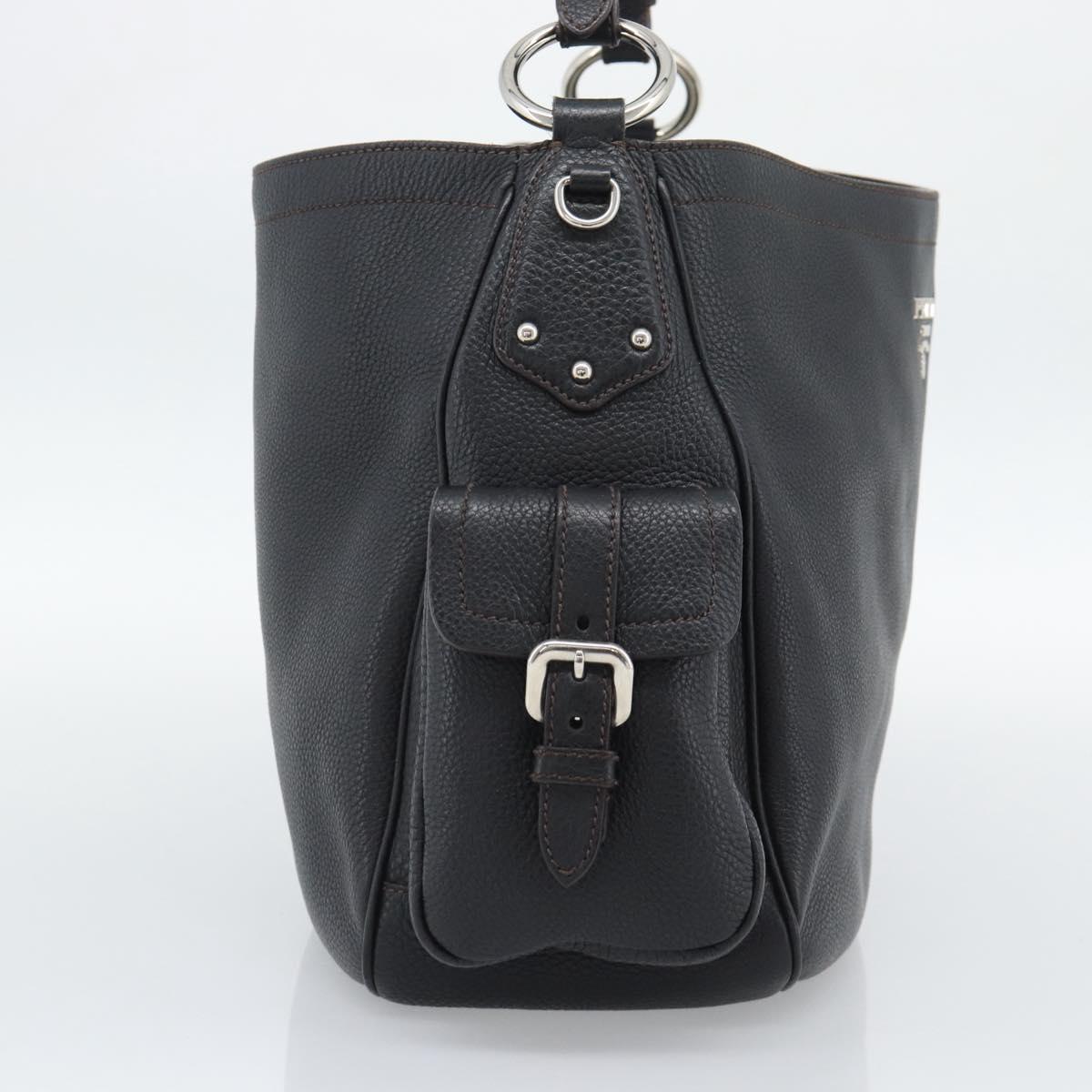 PRADA Shoulder Bag Vittero Dino Leather Black Silver Auth 194853SAV - Jerrillo image 4