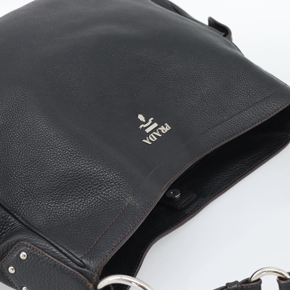 PRADA Shoulder Bag Vittero Dino Leather Black Silver Auth 194853SAV - Jerrillo image 6