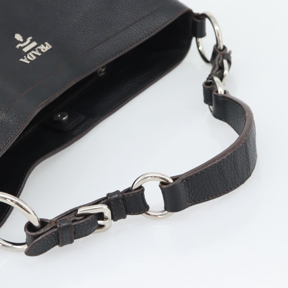 PRADA Shoulder Bag Vittero Dino Leather Black Silver Auth 194853SAV - Jerrillo image 7