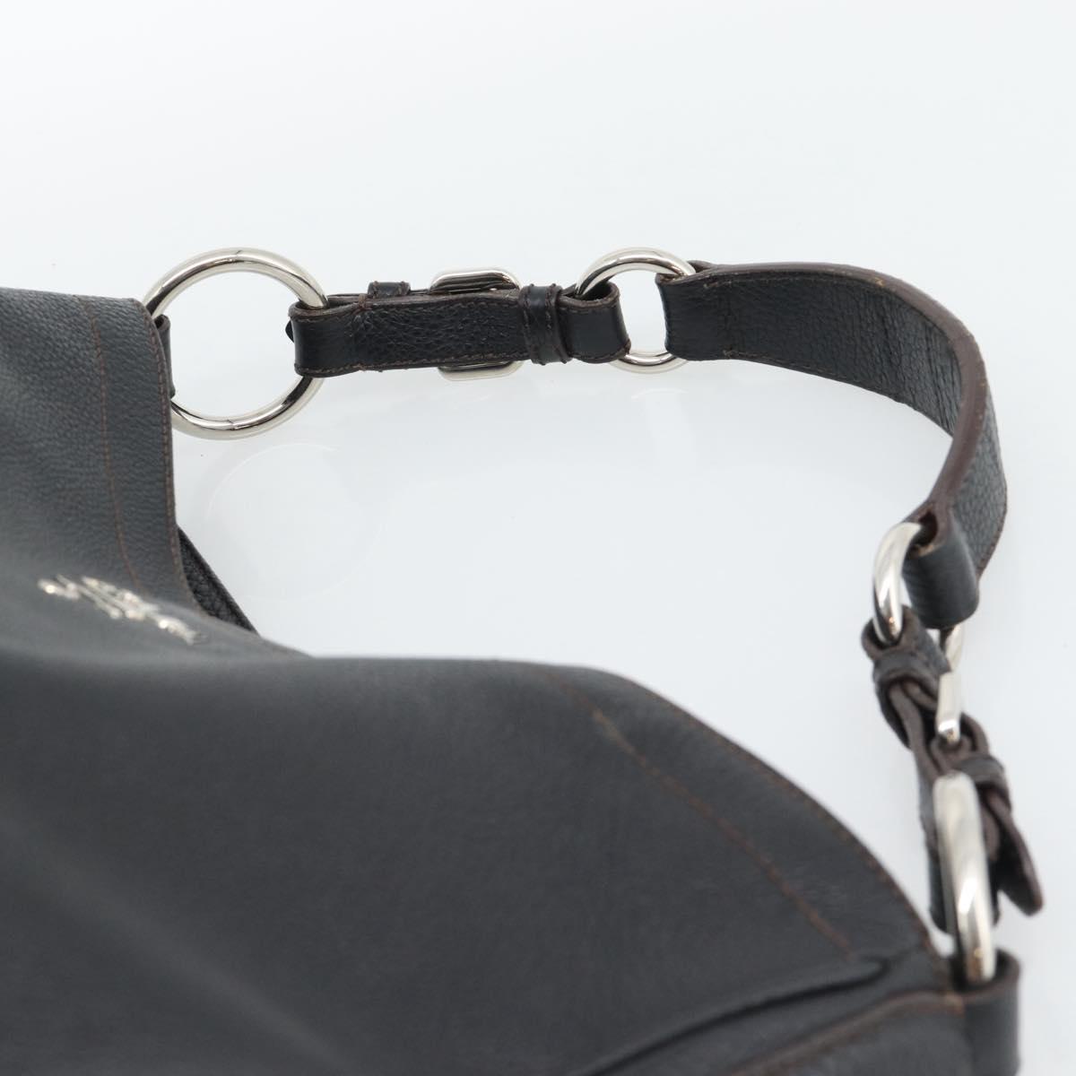 PRADA Shoulder Bag Vittero Dino Leather Black Silver Auth 194853SAV - Jerrillo image 8