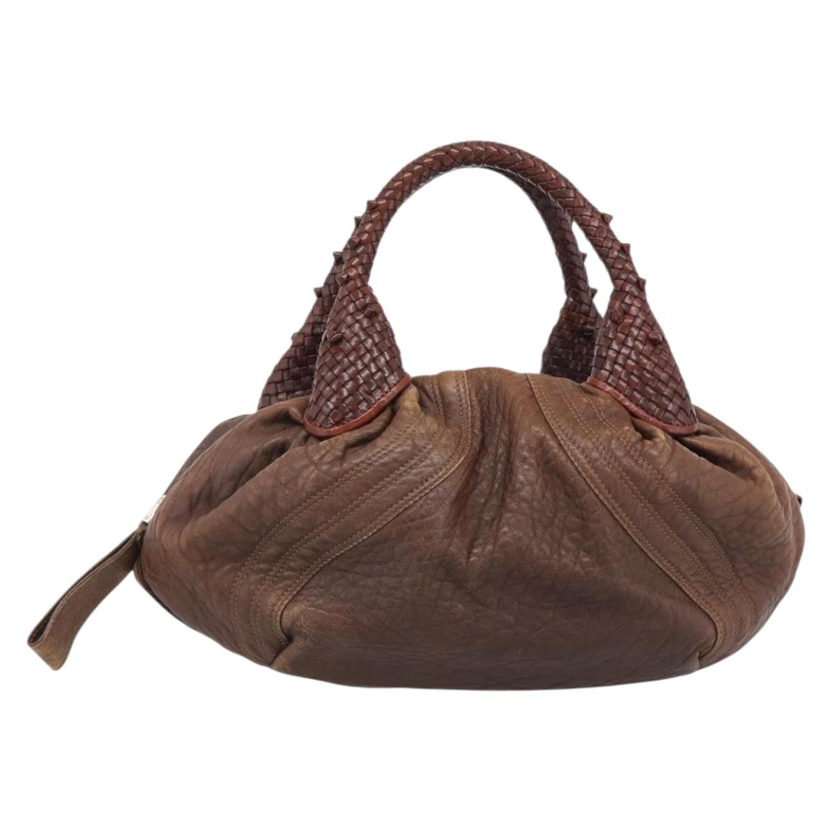 FENDI Spy Bag Leather Brown Gold Auth 194937A - Jerrillo image 2