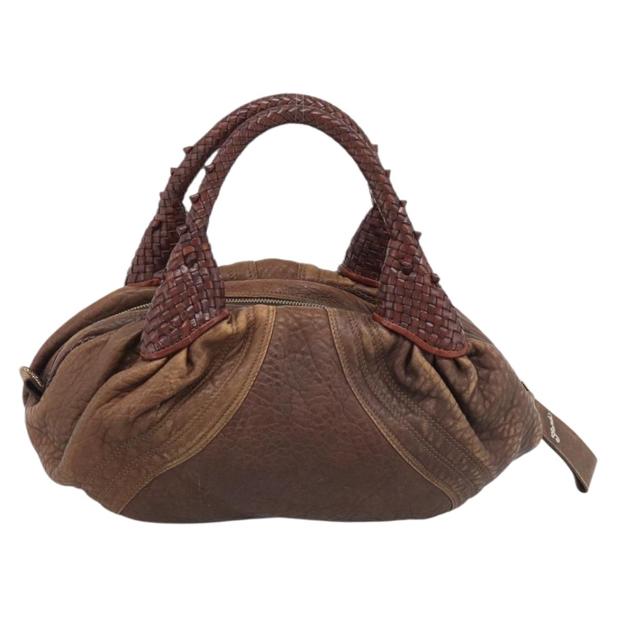 FENDI Spy Bag Leather Brown Gold Auth 194937A - Jerrillo image 3