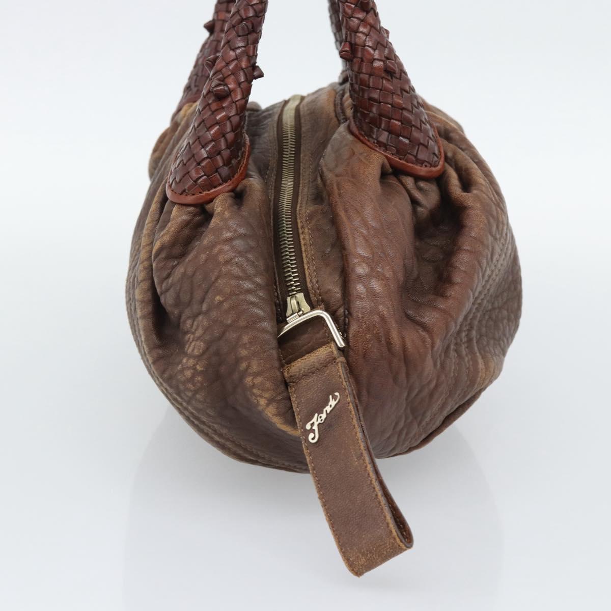 FENDI Spy Bag Leather Brown Gold Auth 194937A - Jerrillo image 4