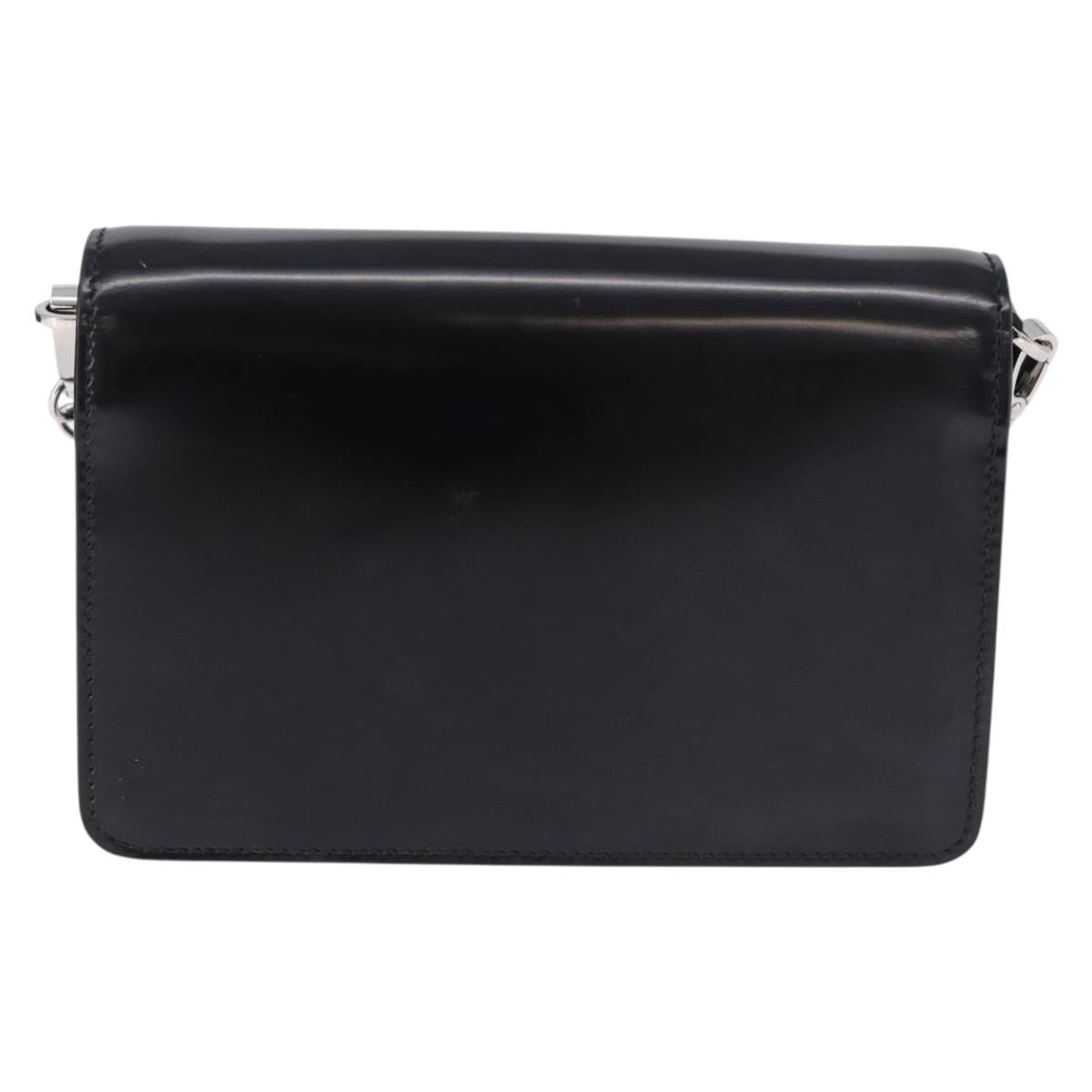 PRADA Chain Shoulder Bag Patent leather Black Silver Auth 195563SAV - Jerrillo image 2
