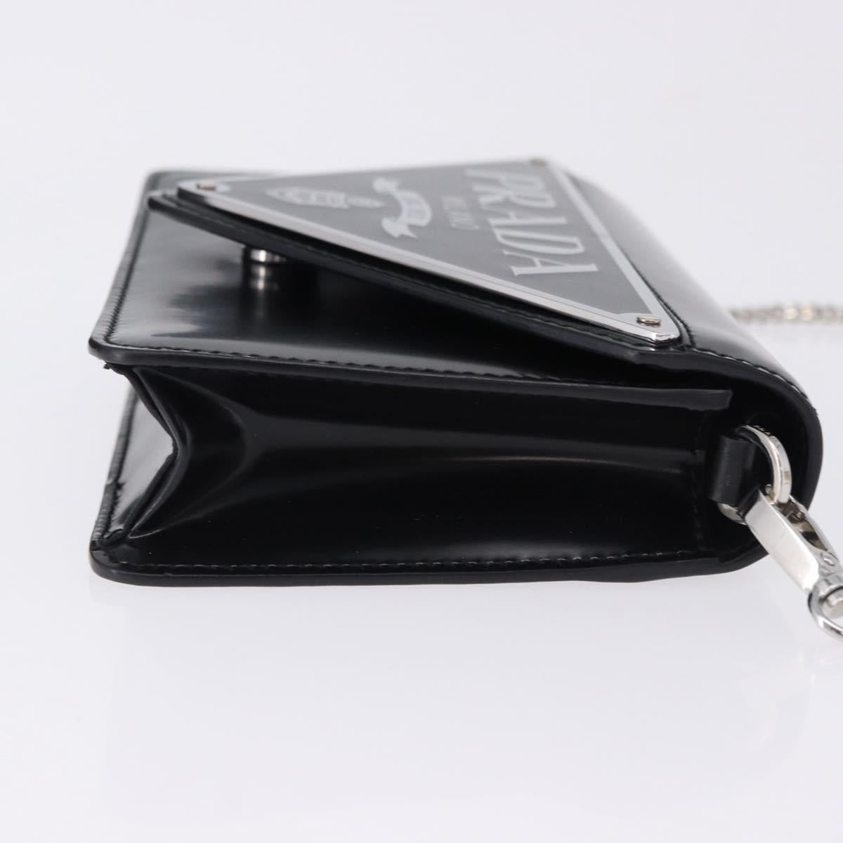 PRADA Chain Shoulder Bag Patent leather Black Silver Auth 195563SAV - Jerrillo image 3
