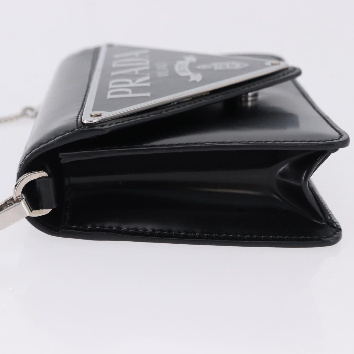 PRADA Chain Shoulder Bag Patent leather Black Silver Auth 195563SAV - Jerrillo image 4