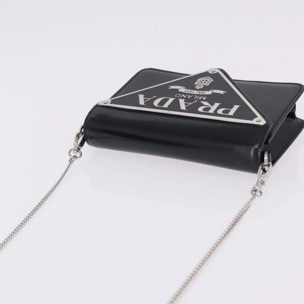 PRADA Chain Shoulder Bag Patent leather Black Silver Auth 195563SAV - Jerrillo image 6