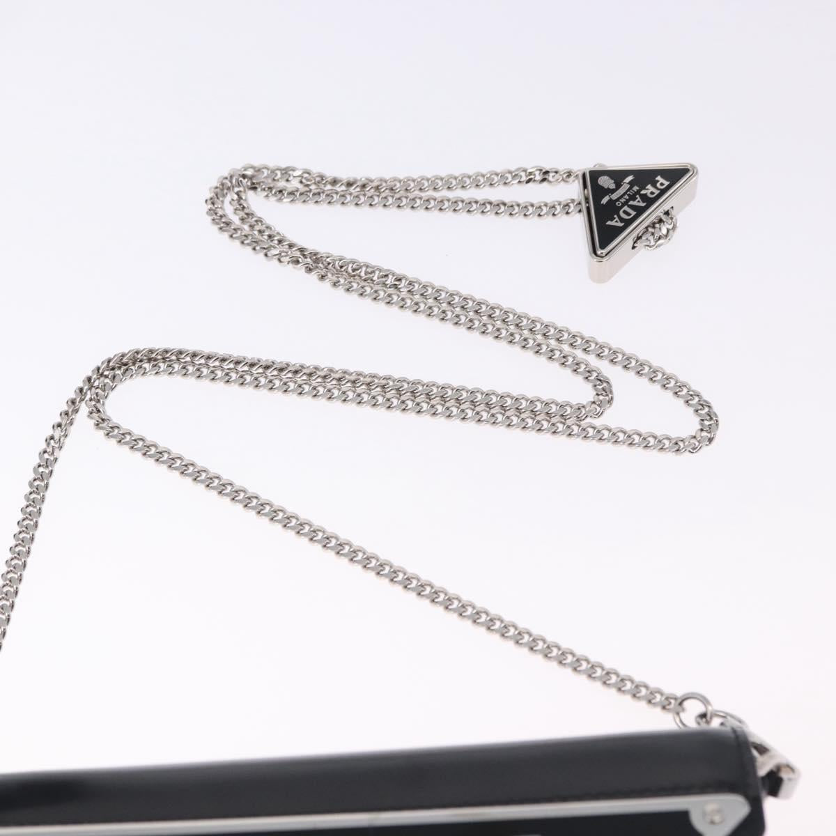 PRADA Chain Shoulder Bag Patent leather Black Silver Auth 195563SAV - Jerrillo image 8