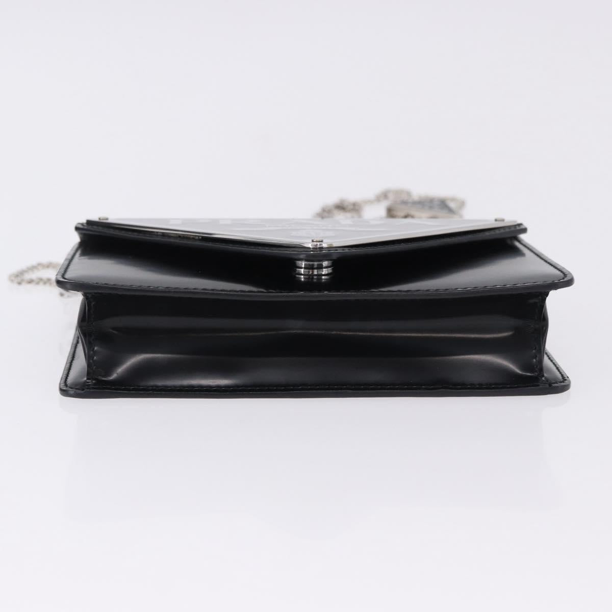 PRADA Chain Shoulder Bag Patent leather Black Silver Auth 195563SAV - Jerrillo image 5