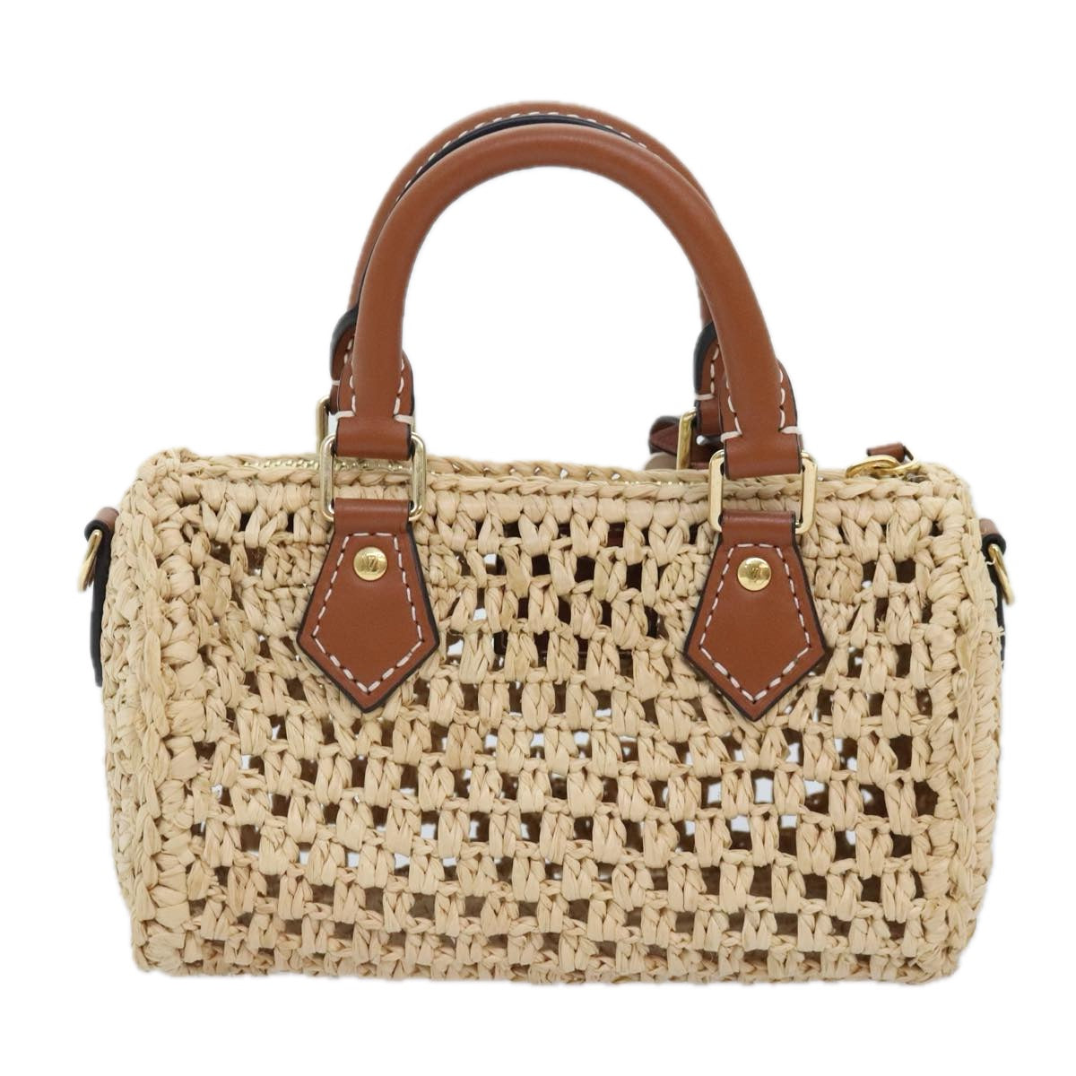 LOUIS VUITTON Nano Speedy Hand Bag Raffia Leather Beige M83525 LV Auth 89904S - Jerrillo image 2