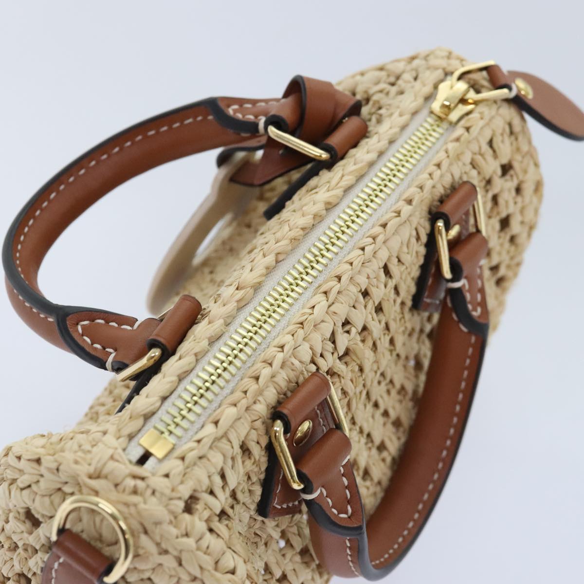 LOUIS VUITTON Nano Speedy Hand Bag Raffia Leather Beige M83525 LV Auth 89904S - Jerrillo image 6