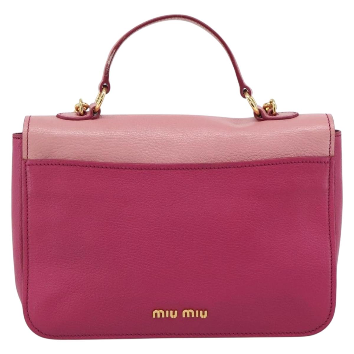 Miu Miu Hand Bag Leather 2way Pink Gold RN0726 Auth am11972V - Jerrillo image 2