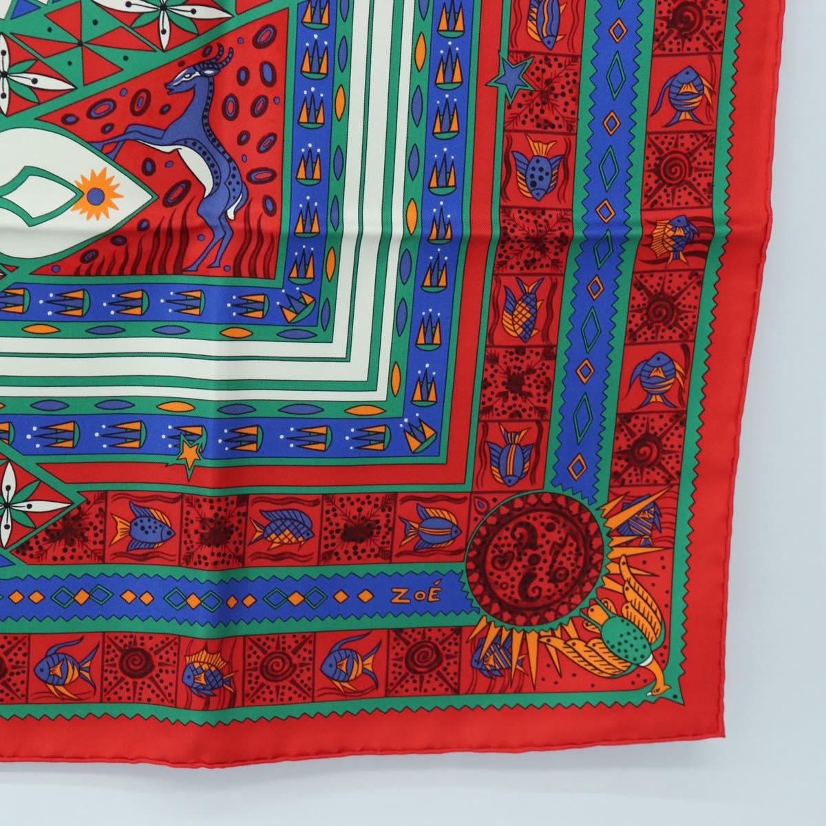 HERMES Carre 90 Scarf "ORS BLEUS D'AFRIQUE" Silk Red Auth am12076M - Jerrillo image 10