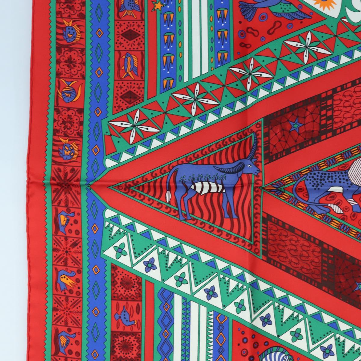 HERMES Carre 90 Scarf "ORS BLEUS D'AFRIQUE" Silk Red Auth am12076M - Jerrillo image 5