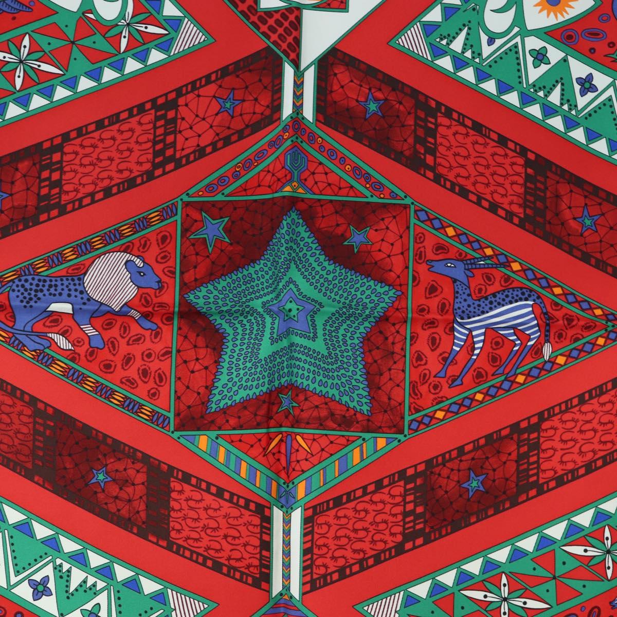 HERMES Carre 90 Scarf "ORS BLEUS D'AFRIQUE" Silk Red Auth am12076M - Jerrillo image 6