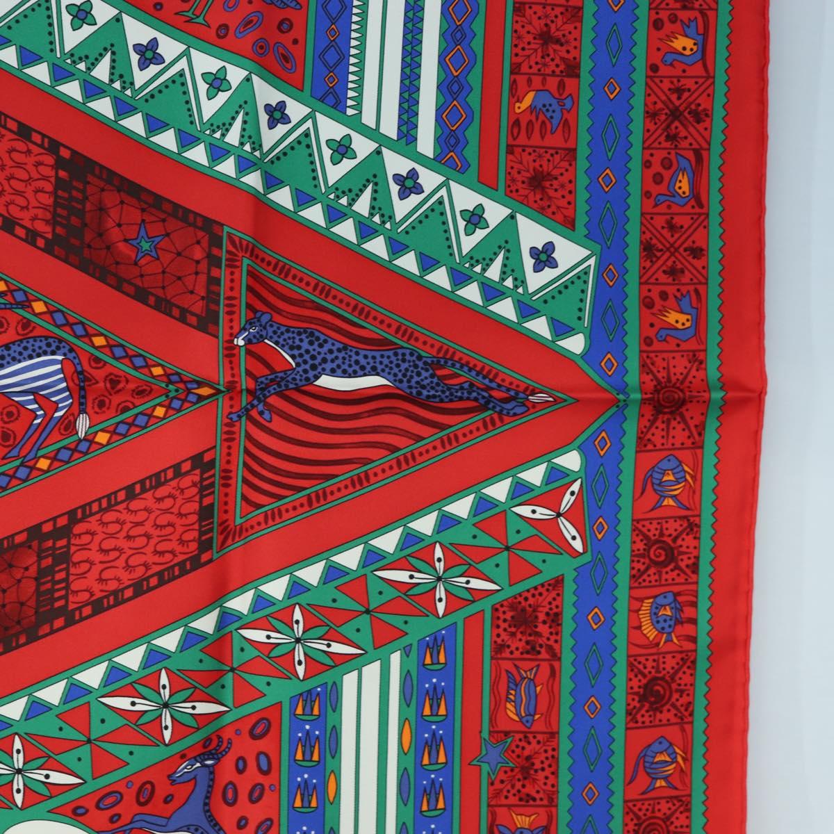 HERMES Carre 90 Scarf "ORS BLEUS D'AFRIQUE" Silk Red Auth am12076M - Jerrillo image 7