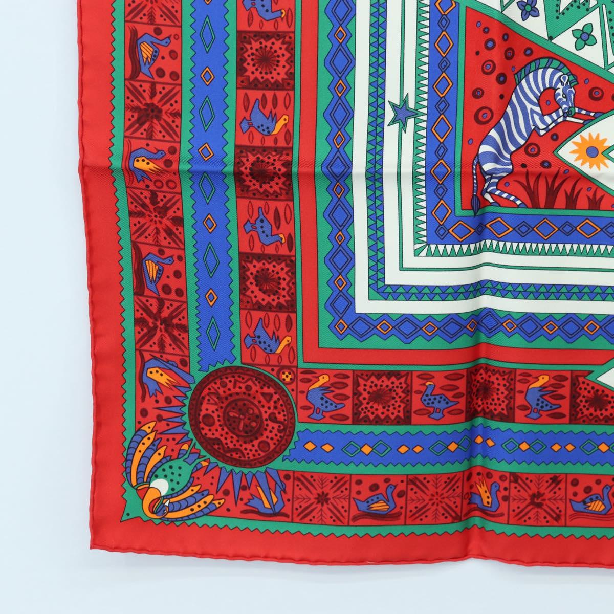 HERMES Carre 90 Scarf "ORS BLEUS D'AFRIQUE" Silk Red Auth am12076M - Jerrillo image 8