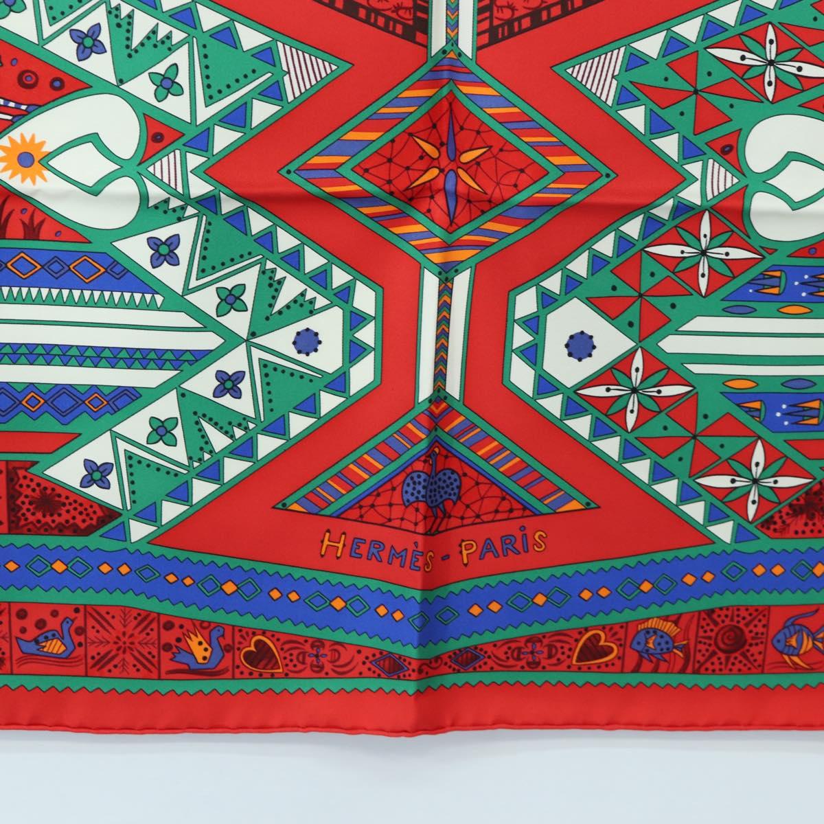 HERMES Carre 90 Scarf "ORS BLEUS D'AFRIQUE" Silk Red Auth am12076M - Jerrillo image 9
