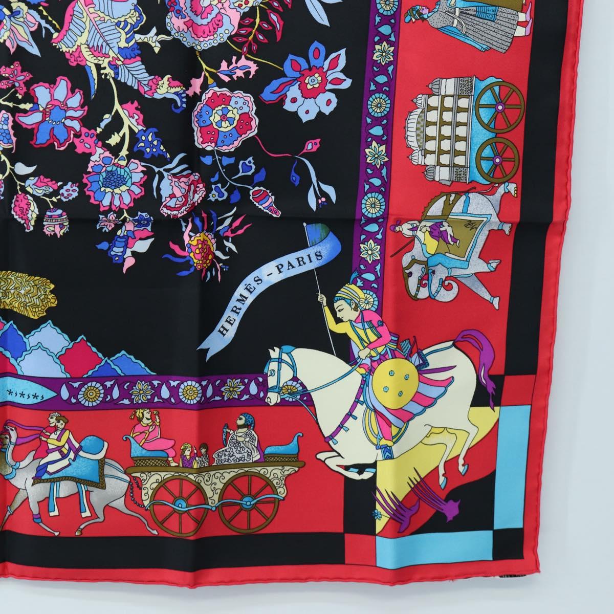 HERMES Carre 90 Scarf "fantaisies indiennes" Silk Red Black Auth am12080M - Jerrillo image 10