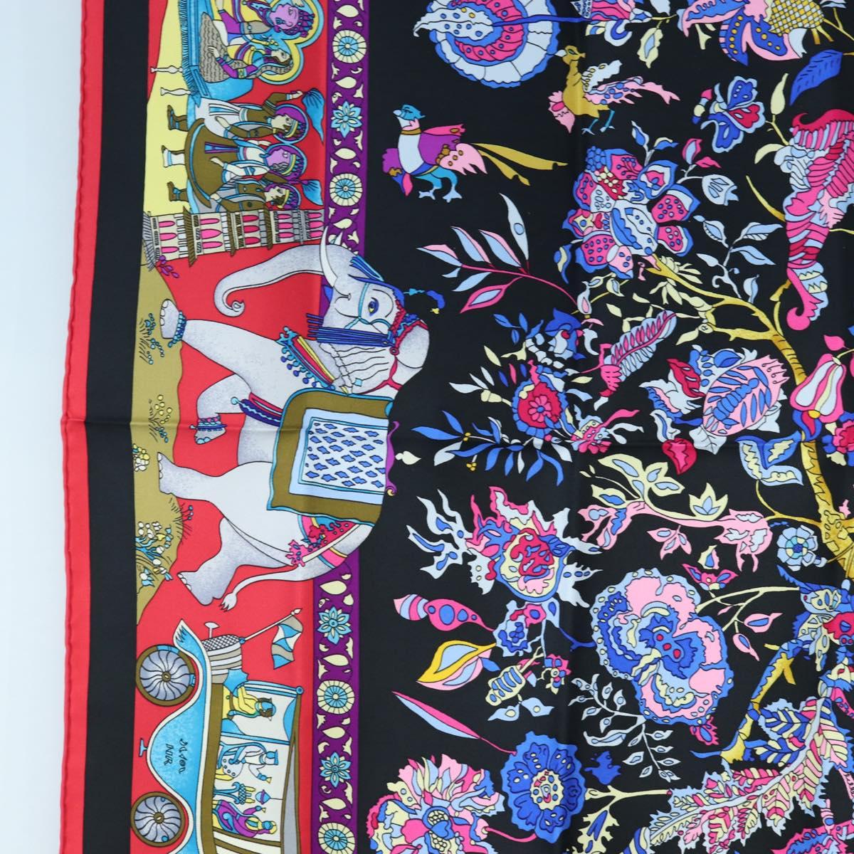 HERMES Carre 90 Scarf "fantaisies indiennes" Silk Red Black Auth am12080M - Jerrillo image 5