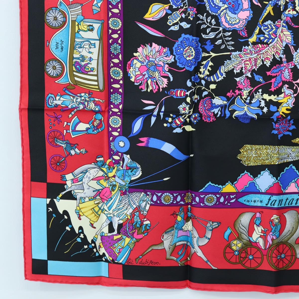 HERMES Carre 90 Scarf "fantaisies indiennes" Silk Red Black Auth am12080M - Jerrillo image 8