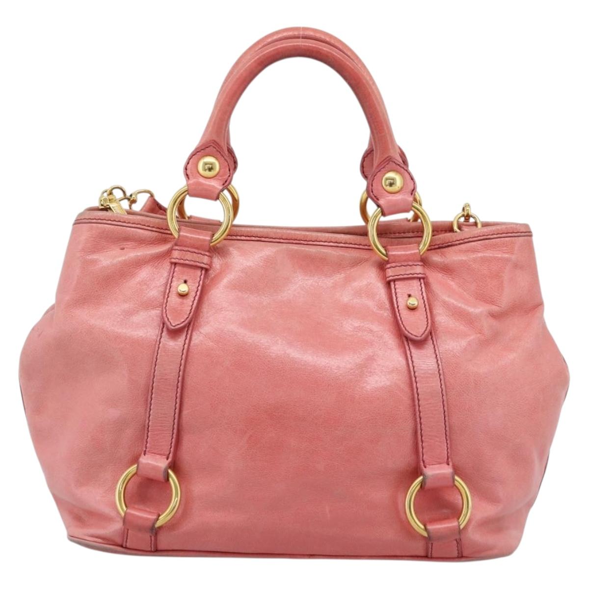 Miu Miu Hand Bag Leather 2way Pink Gold Auth am12098V - Jerrillo image 3