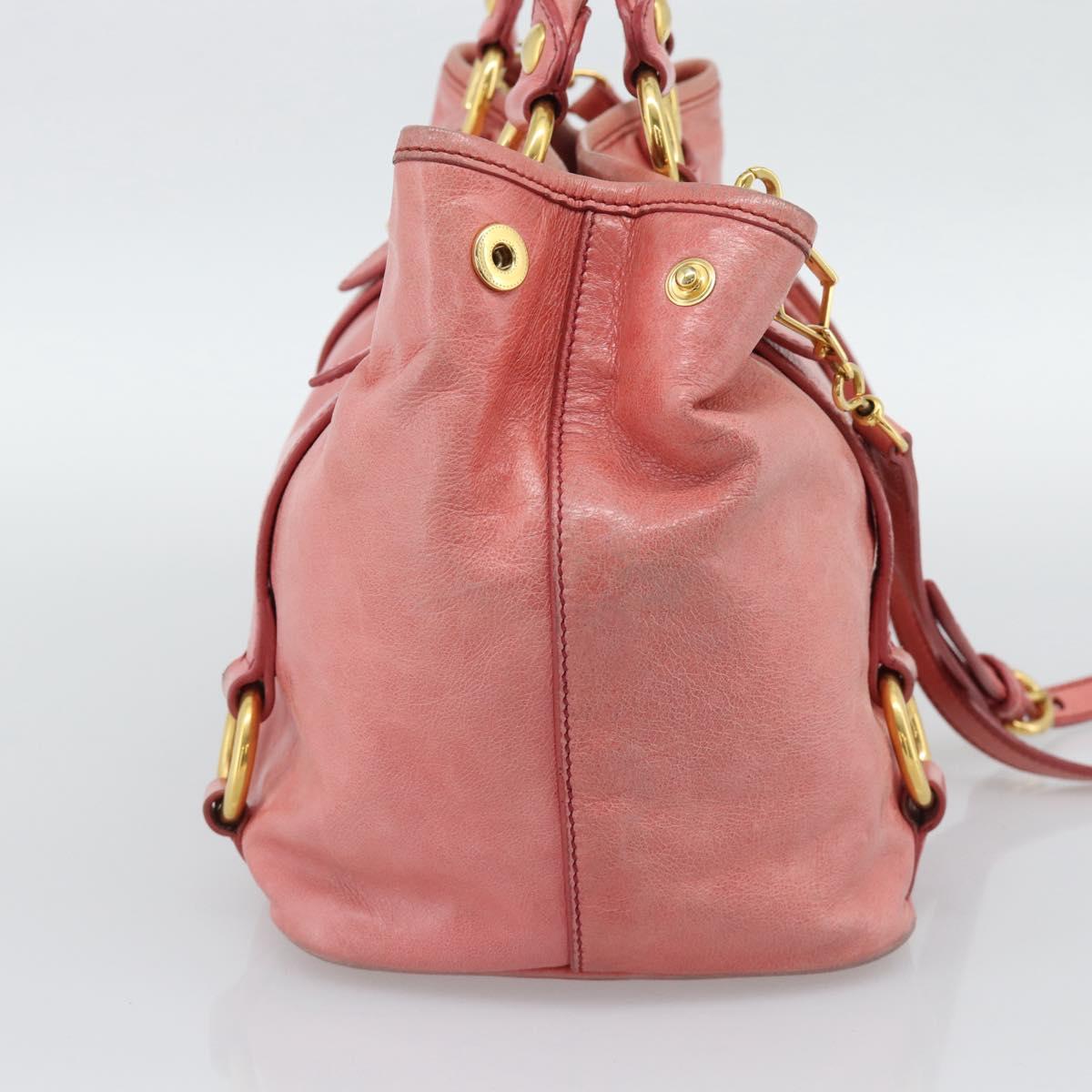 Miu Miu Hand Bag Leather 2way Pink Gold Auth am12098V - Jerrillo image 4