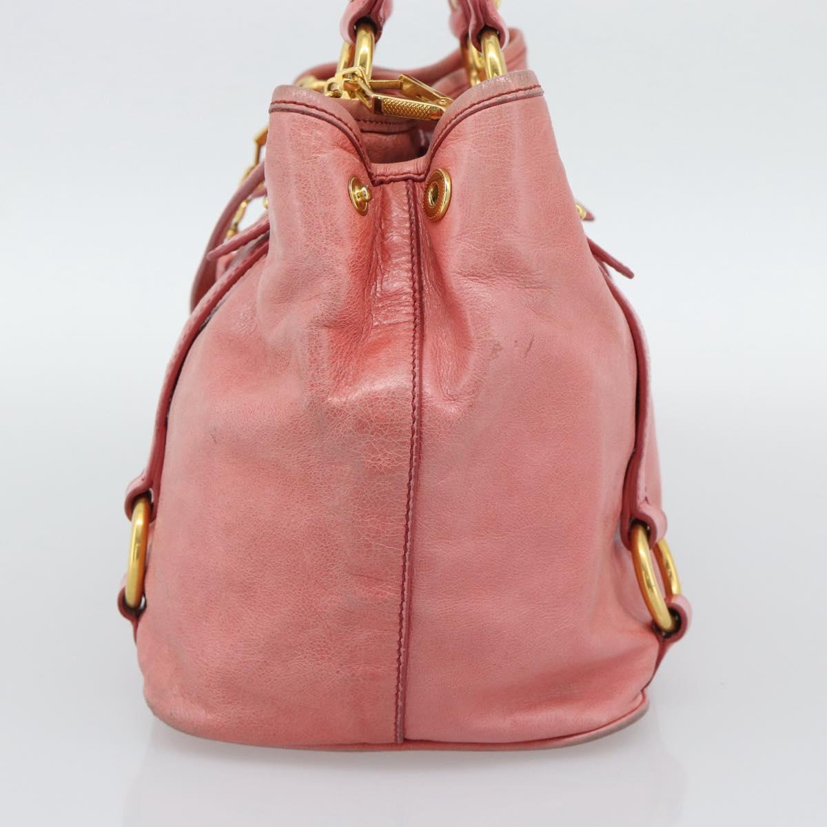 Miu Miu Hand Bag Leather 2way Pink Gold Auth am12098V - Jerrillo image 5
