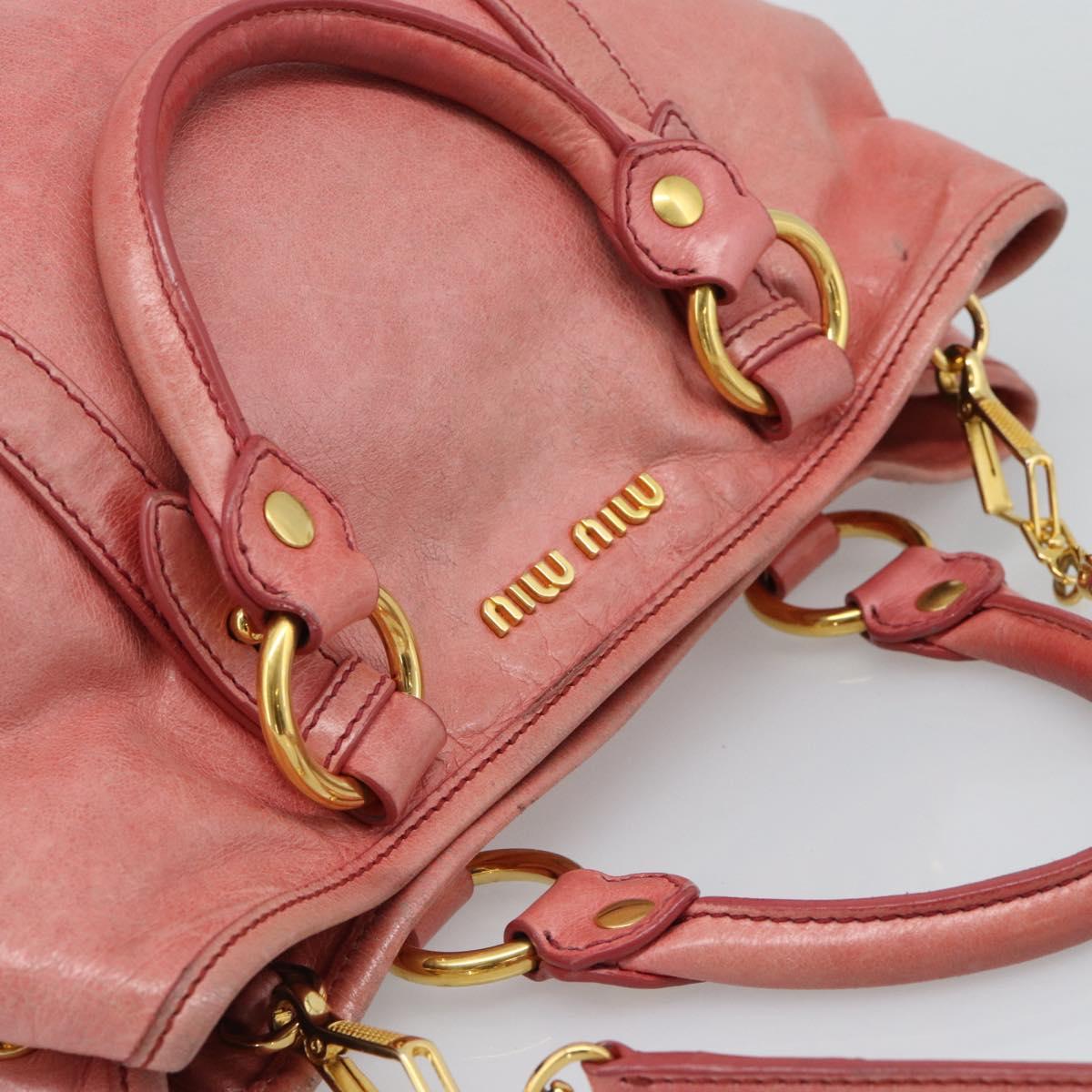 Miu Miu Hand Bag Leather 2way Pink Gold Auth am12098V - Jerrillo image 6