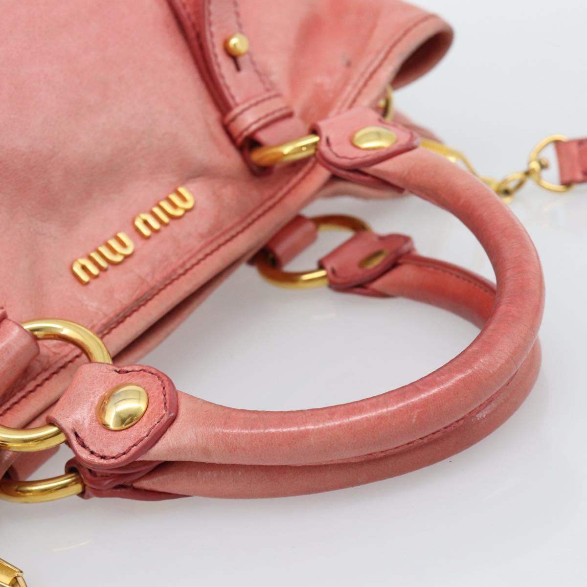 Miu Miu Hand Bag Leather 2way Pink Gold Auth am12098V - Jerrillo image 7