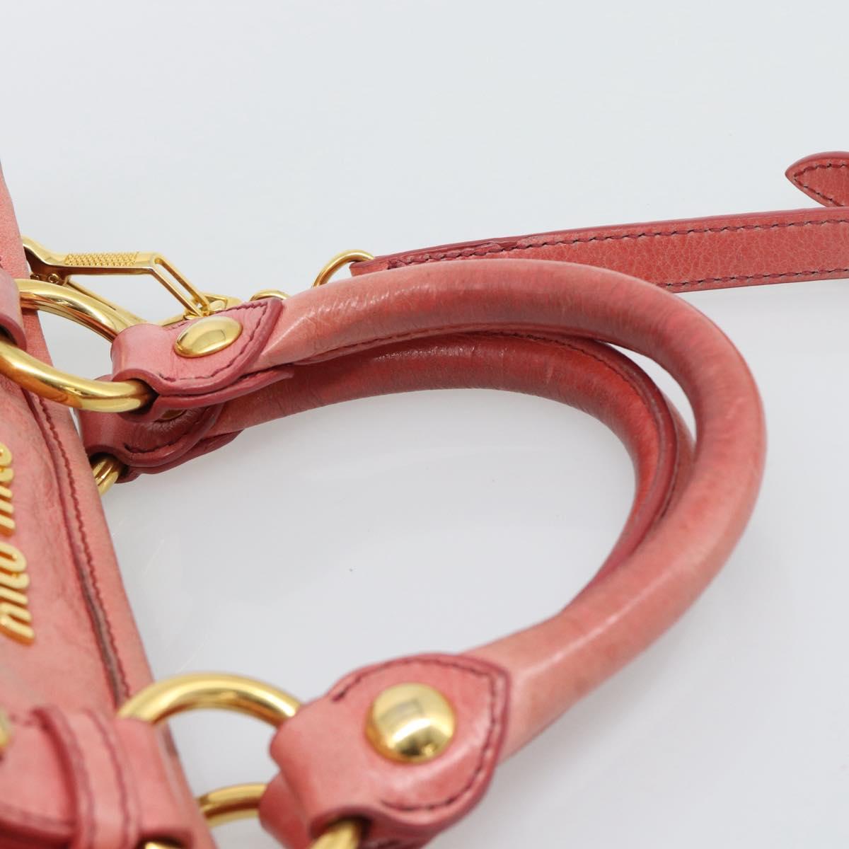 Miu Miu Hand Bag Leather 2way Pink Gold Auth am12098V - Jerrillo image 8