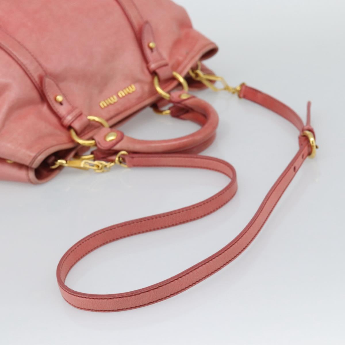 Miu Miu Hand Bag Leather 2way Pink Gold Auth am12098V - Jerrillo image 9