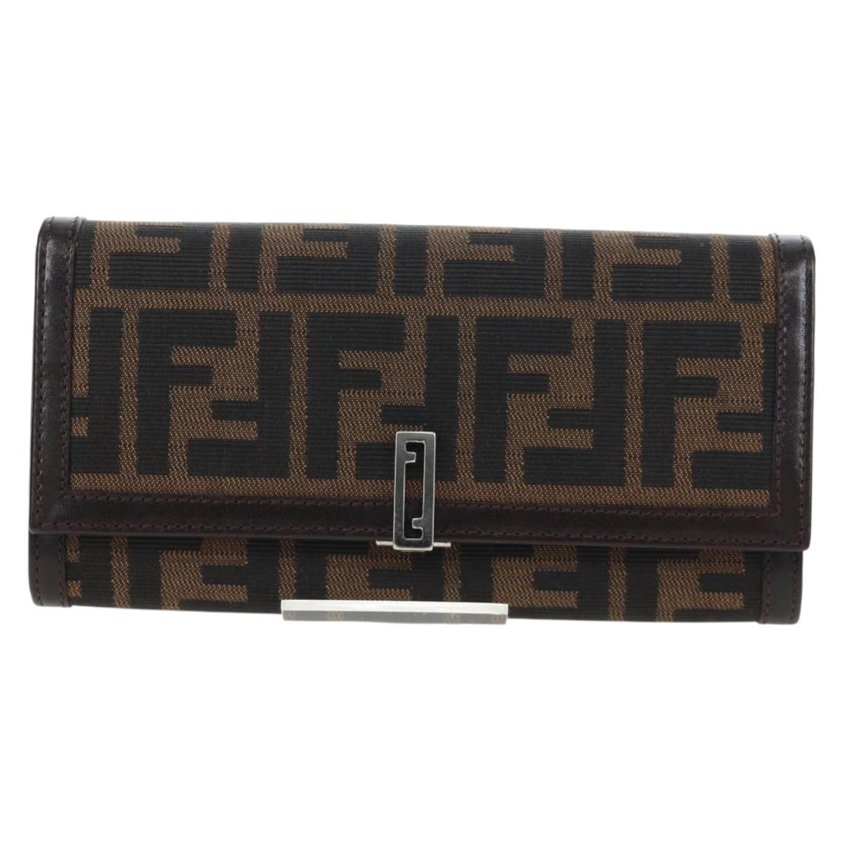 FENDI Zucca Canvas Bifold Wallet Long Wallet Black Brown Auth am12123V - Jerrillo image 2