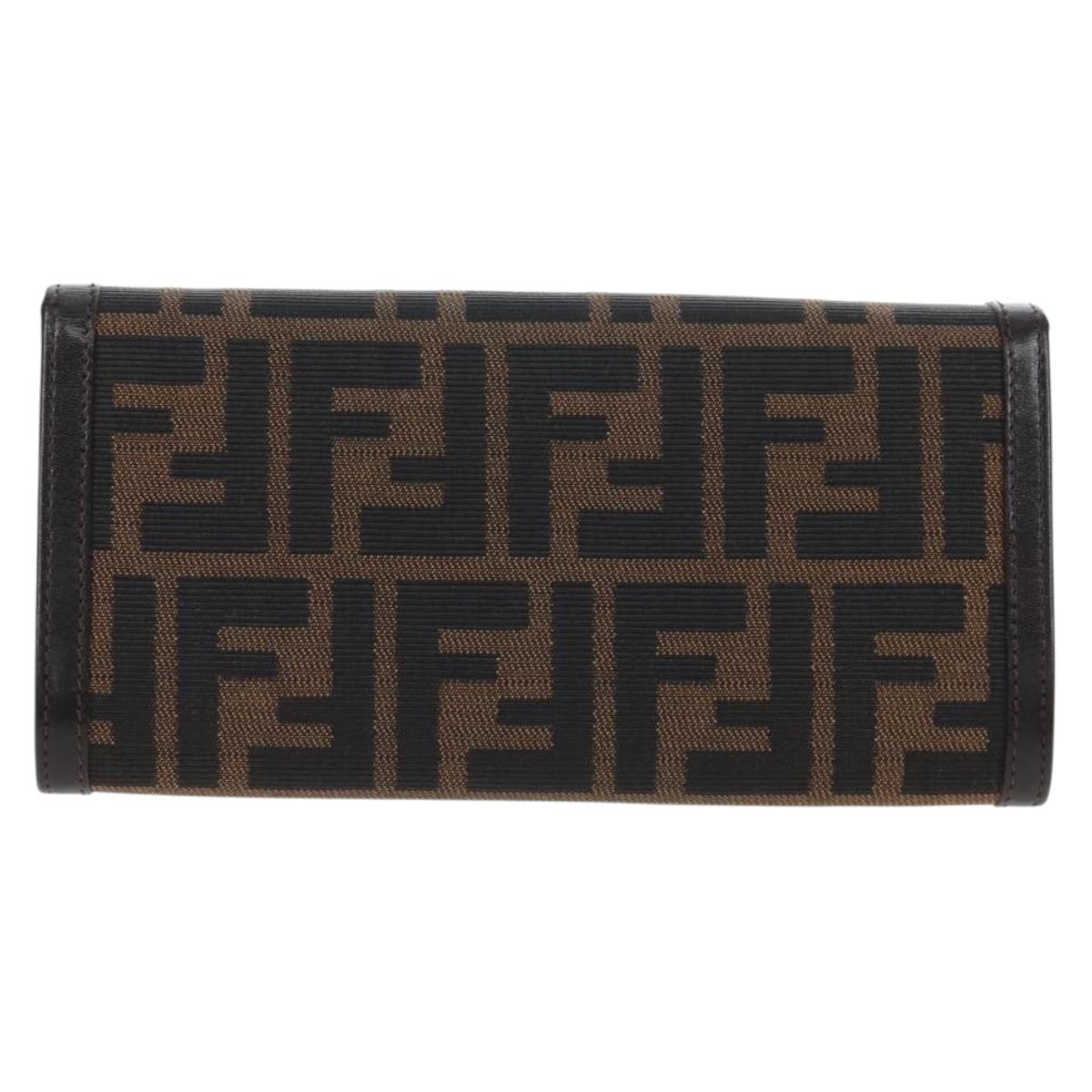 FENDI Zucca Canvas Bifold Wallet Long Wallet Black Brown Auth am12123V - Jerrillo image 3