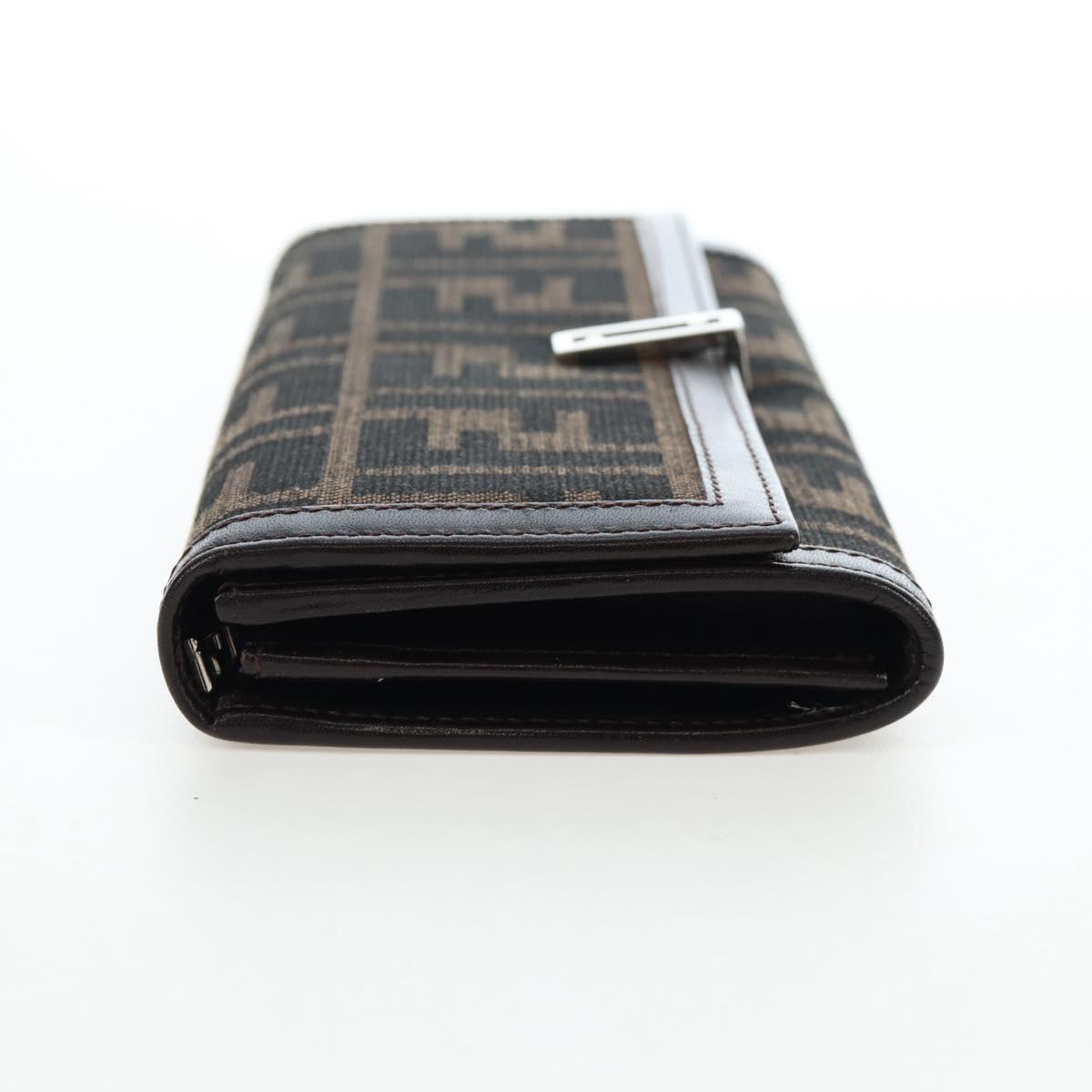 FENDI Zucca Canvas Bifold Wallet Long Wallet Black Brown Auth am12123V - Jerrillo image 4