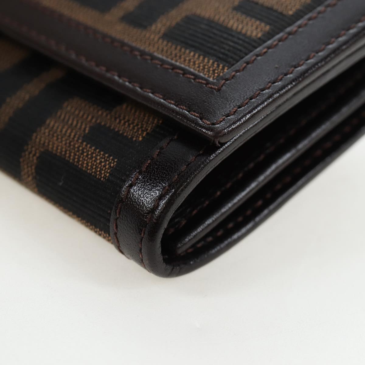FENDI Zucca Canvas Bifold Wallet Long Wallet Black Brown Auth am12123V - Jerrillo image 9