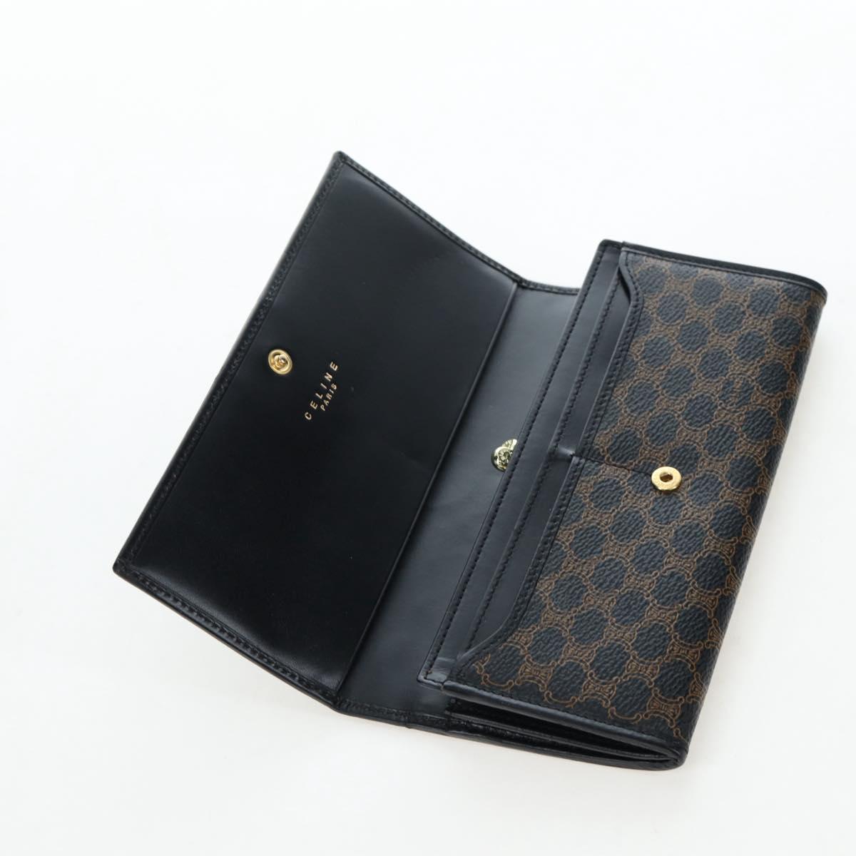 CELINE Macadam Canvas Kiss Lock Long Wallet PVC Leather Black Auth am12152V - Jerrillo image 8