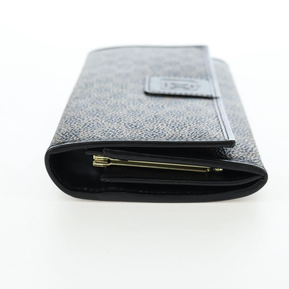 CELINE Macadam Canvas Kiss Lock Long Wallet PVC Leather Black Auth am12152V - Jerrillo image 3