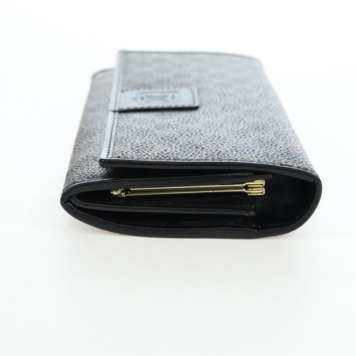 CELINE Macadam Canvas Kiss Lock Long Wallet PVC Leather Black Auth am12152V - Jerrillo image 4