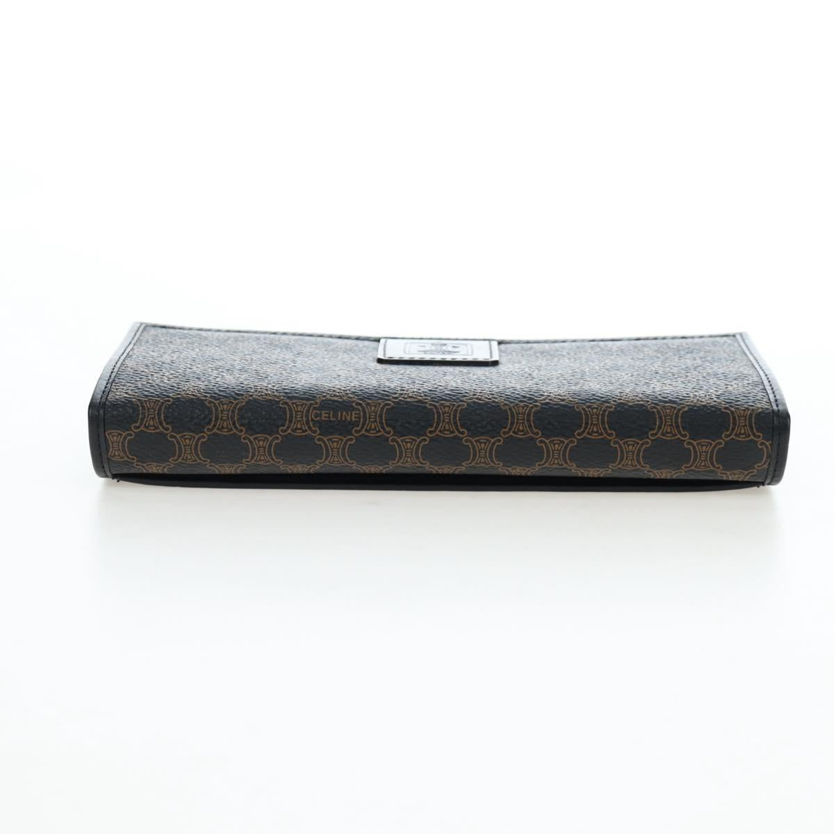 CELINE Macadam Canvas Kiss Lock Long Wallet PVC Leather Black Auth am12152V - Jerrillo image 5