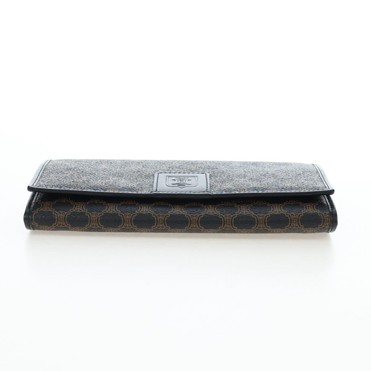 CELINE Macadam Canvas Kiss Lock Long Wallet PVC Leather Black Auth am12152V - Jerrillo image 6