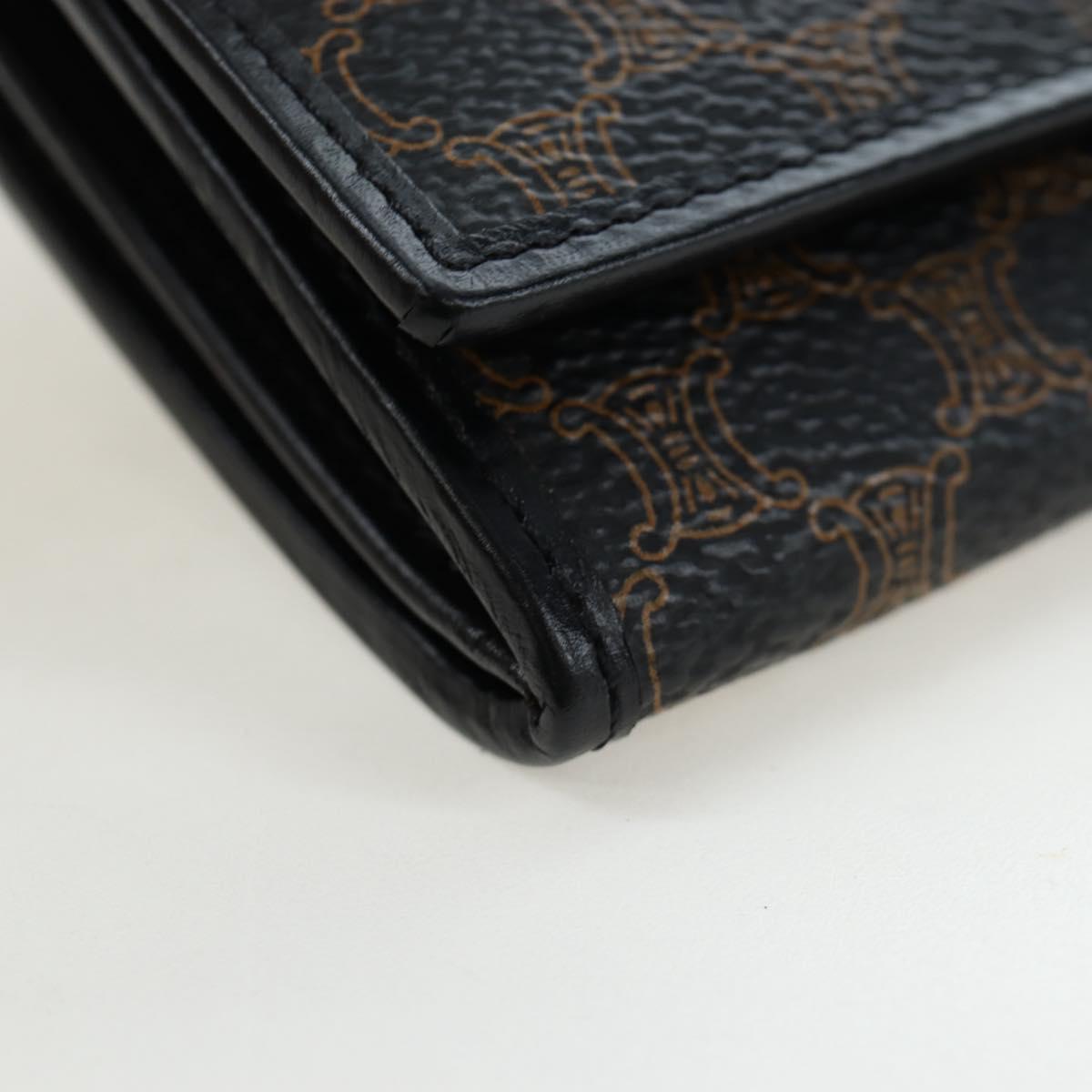 CELINE Macadam Canvas Kiss Lock Long Wallet PVC Leather Black Auth am12152V - Jerrillo image 7
