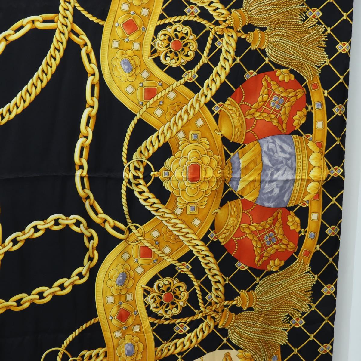 CELINE Large Jewelry Pattern Scarf Silk Black Yellow Auth am12158M - Jerrillo image 7