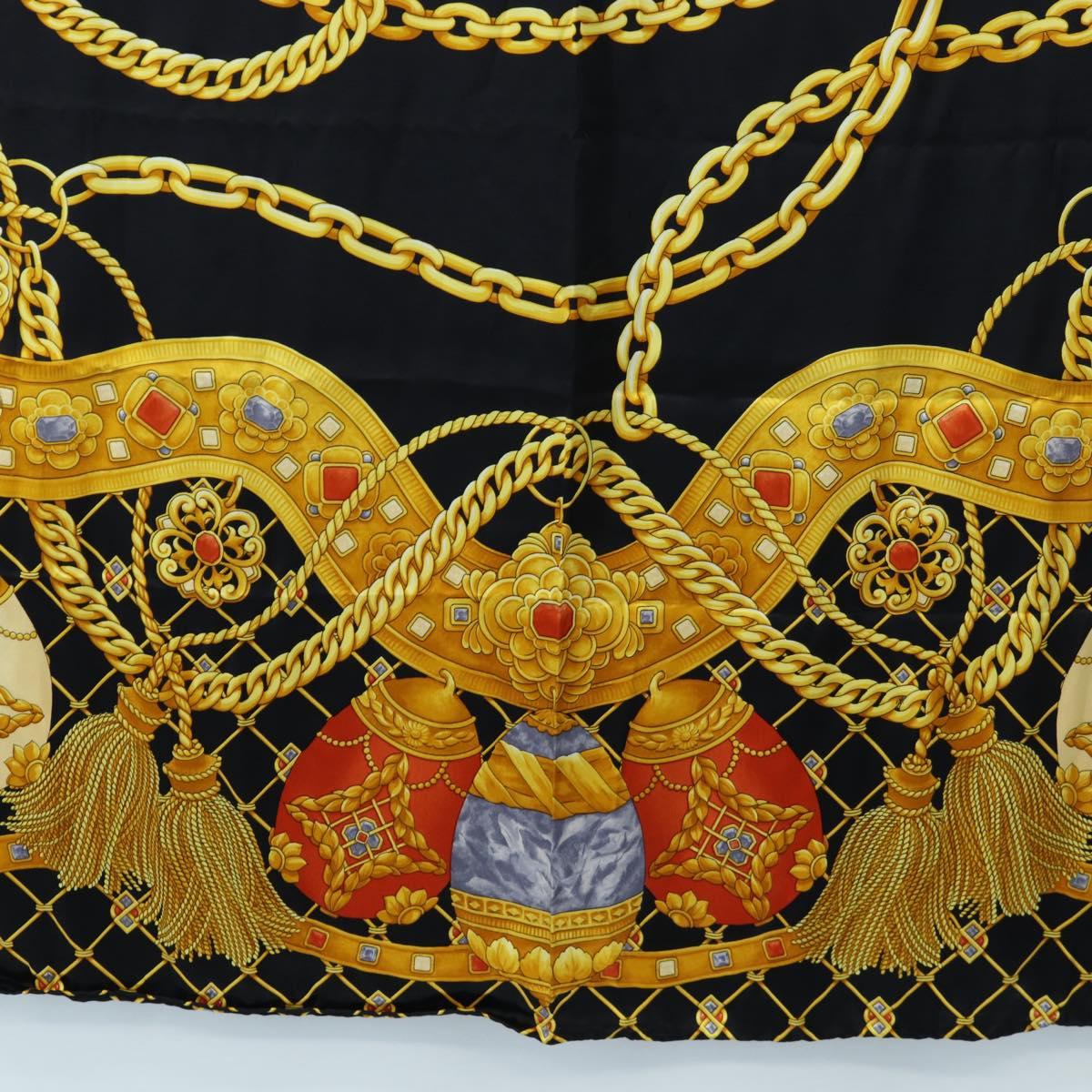 CELINE Large Jewelry Pattern Scarf Silk Black Yellow Auth am12158M - Jerrillo image 9