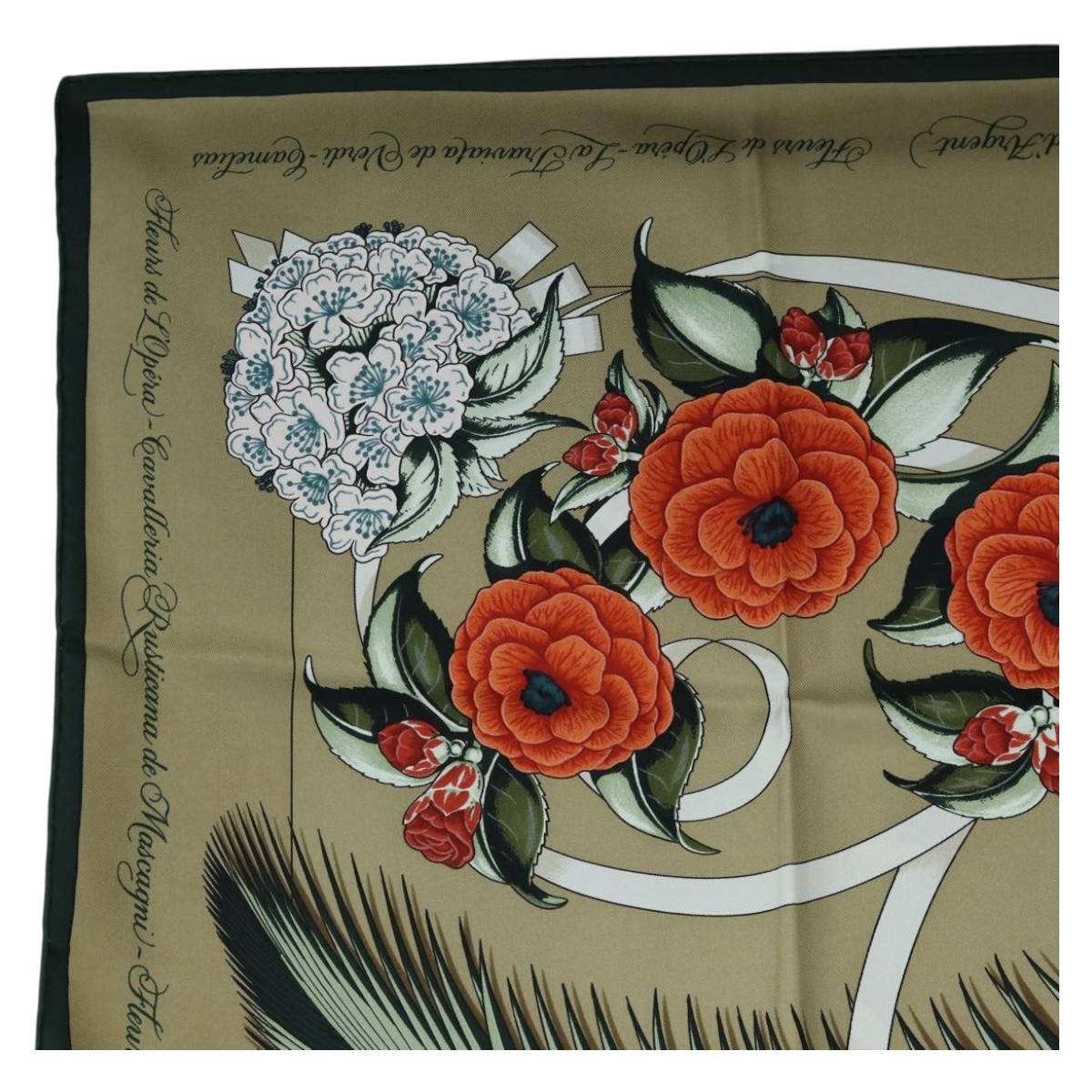 HERMES Carre 90 Scarf Silk Beige Green Auth am12194M - Jerrillo image 2