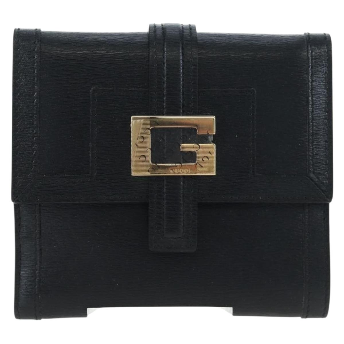 GUCCI G Trifold Wallet Leather Black Auth am12210V - Jerrillo image 2
