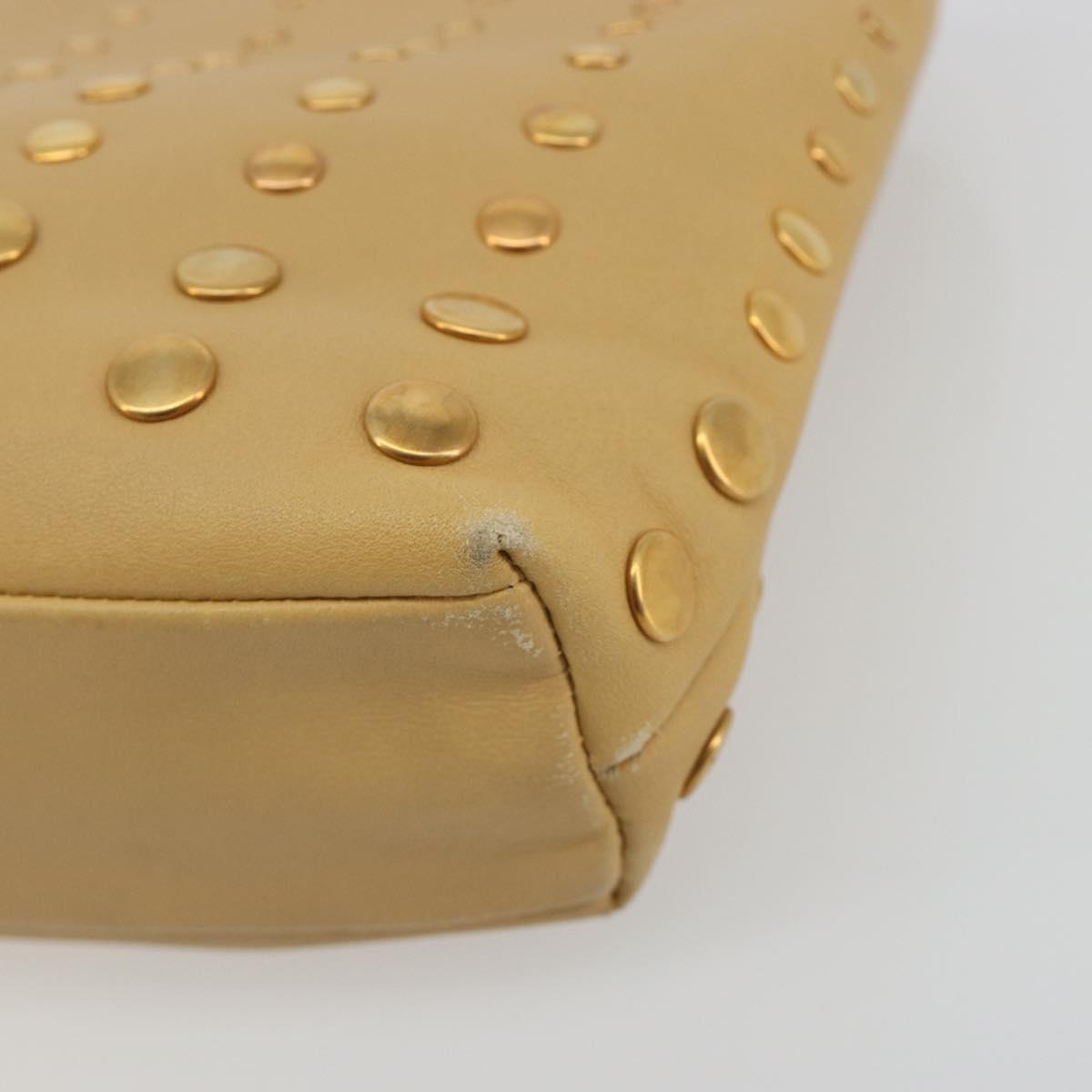PRADA Studs Tote Bag Leather Beige Gold BN0181 Auth am12230V - Jerrillo image 10