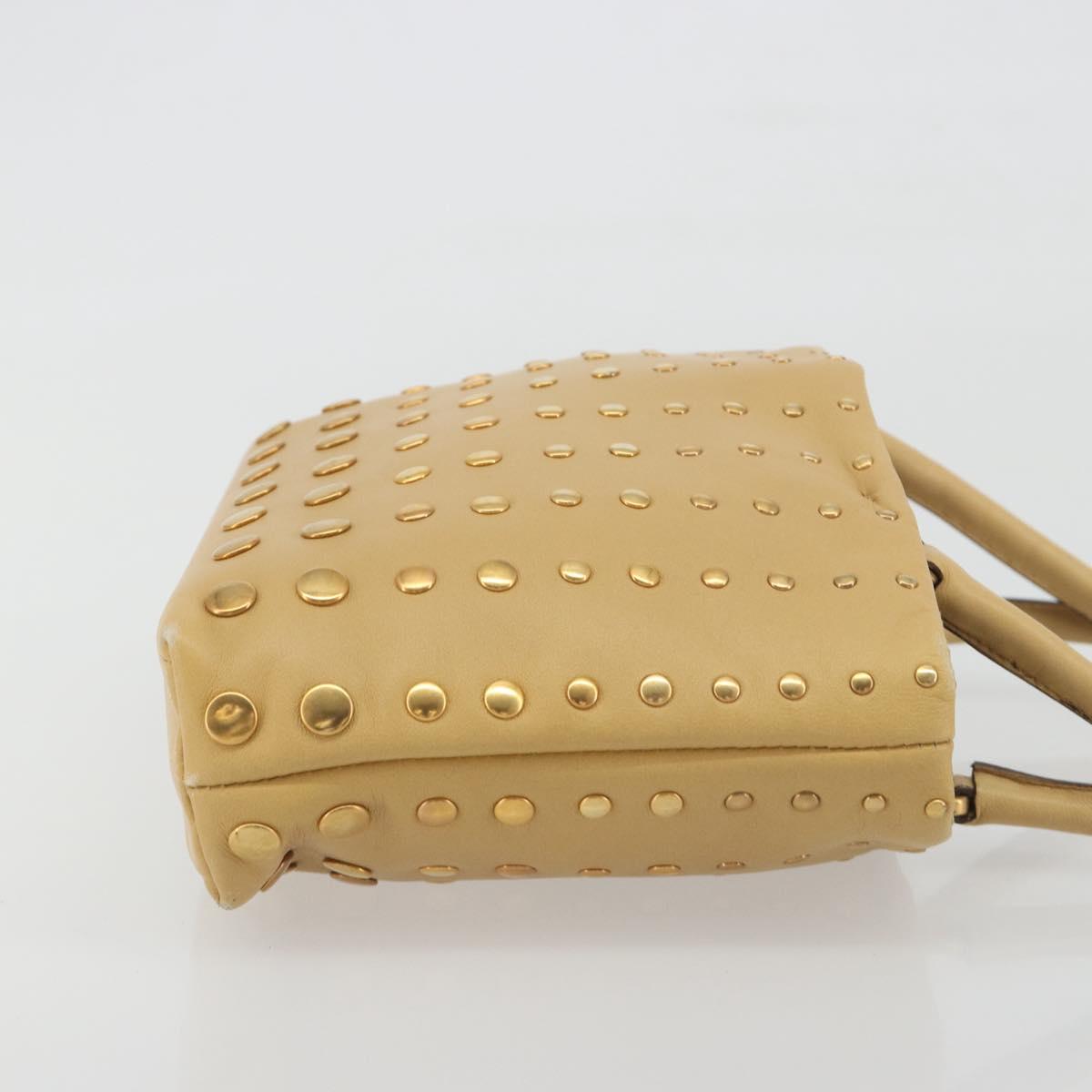 PRADA Studs Tote Bag Leather Beige Gold BN0181 Auth am12230V - Jerrillo image 4