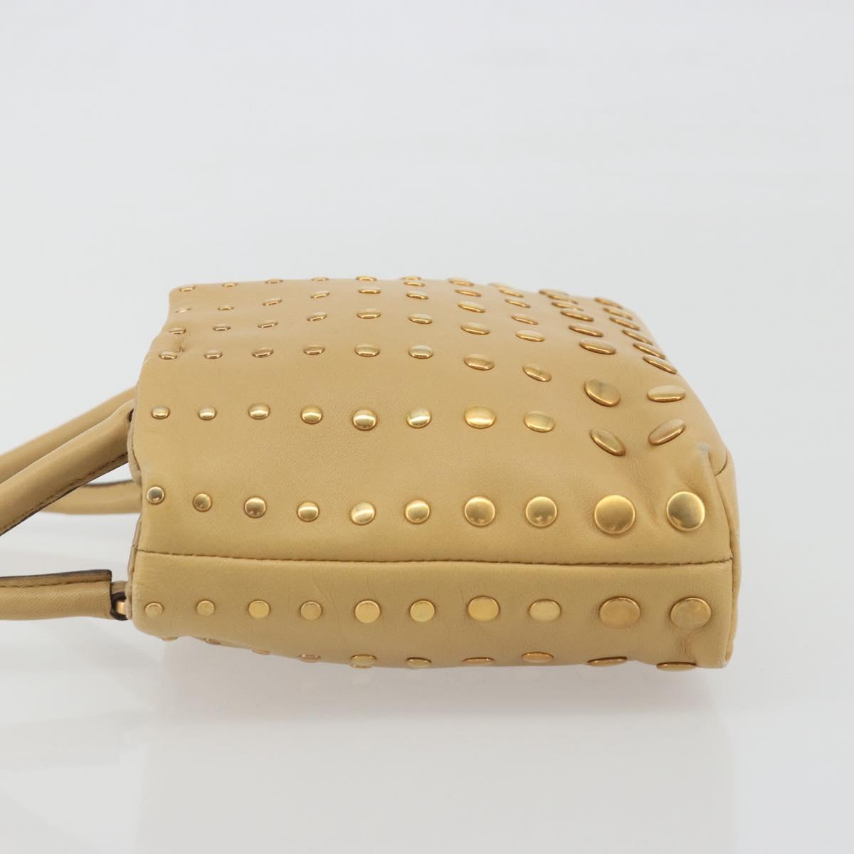 PRADA Studs Tote Bag Leather Beige Gold BN0181 Auth am12230V - Jerrillo image 5