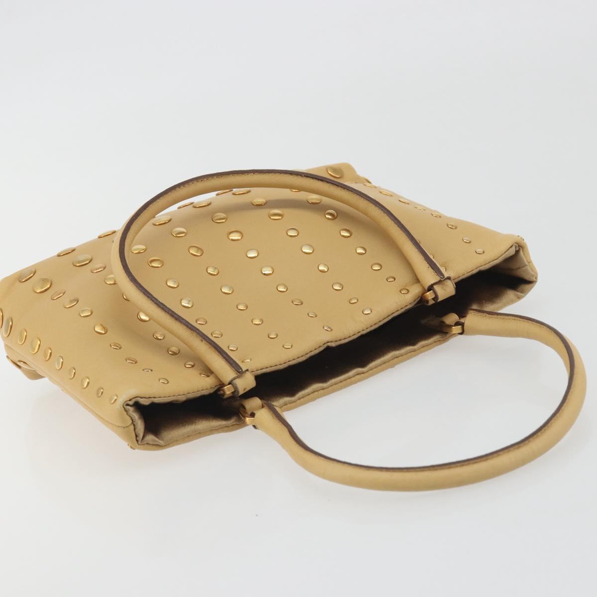PRADA Studs Tote Bag Leather Beige Gold BN0181 Auth am12230V - Jerrillo image 6
